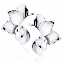 DELIKATNE RODOWANE SREBRNE KOLCZYKI WKRĘTKI GŁADKIE LISTKI LIŚCIE POŁYSK