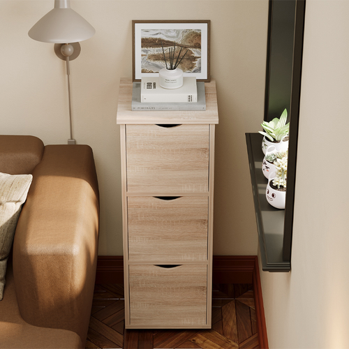 SZAFKA SŁUPEK Z SZUFLADAMI RUSTYKALNY DĄB KOMODA STOJĄCA WĄSKA POJEMNA na Arena.pl