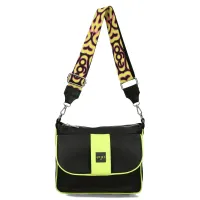 stylowa torebka listonoszka ego - czarna z żółtymi akcentami, skóra