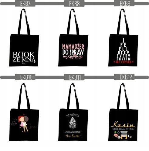 EKO TORBA czarna super nadruk Twój napis TANIO na Arena.pl