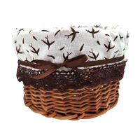 Koszyk Wiklinowy z Wkładką Materiałową Handmade Dekoracja 19x12 cm