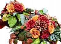 JESIENNY KOMPLET Wiązanka + BUKIET Stroik Sztuczne KWIATY na Cmentarz Grób