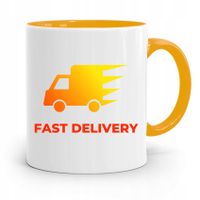 Kubek Żółty Dla Kuriera Fast Delivery Prezent Z Nadrukiem Ze Zdjęciem