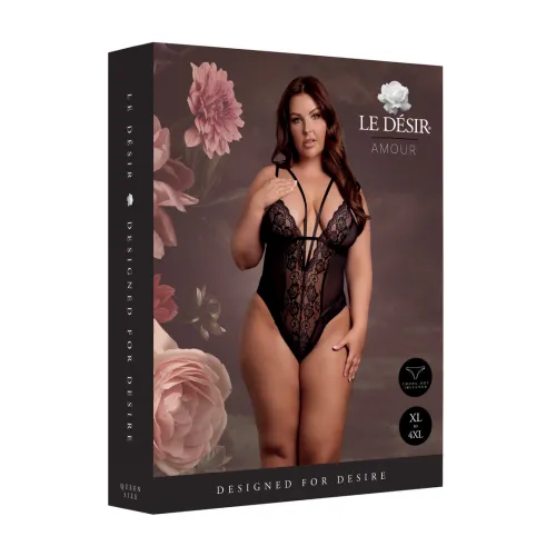 obsessive bodystocking koronkowy, regulowane ramiączka, czarny plus size na Arena.pl