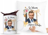 Zestaw Poduszka + Kubek Prezent Andrzej Duda Pis Z Nadrukiem Ze Zdjęciem