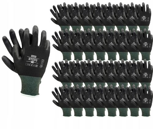 rękawice robocze / czarne / rozmiar: 8 - m / rtepo_bb8 - 120 szt. na Arena.pl