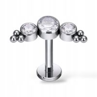 PIERCING Kolczyk SREBRNY Labret cluster cyrkonie TYTAN LOBE HELIX 1.2/6