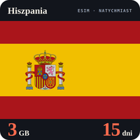 Karta eSIM Internet Hiszpania 3 GB na 15 dni - bez rejestracji
