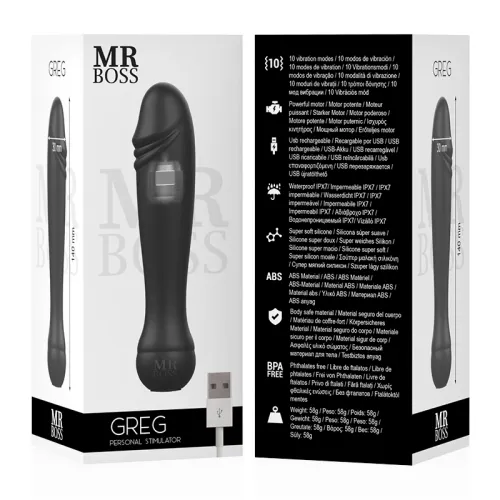 mr boss greg - stymulator osobisty, 10 trybow, silikon, usb, fioletowy na Arena.pl