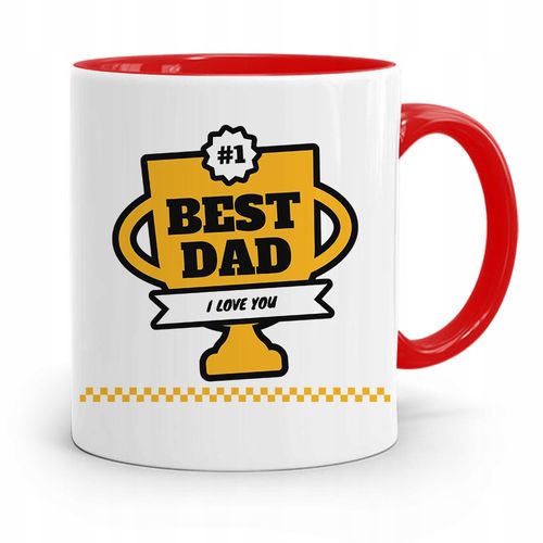 Kubek Czerwony Dla Taty Ojca Best Dad I Love U Z Nadrukiem Ze Zdjęciem na Arena.pl