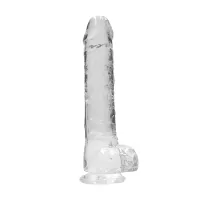 realrock crystal clear - model z anatomicznymi kulkami 25 cm z przyssawką