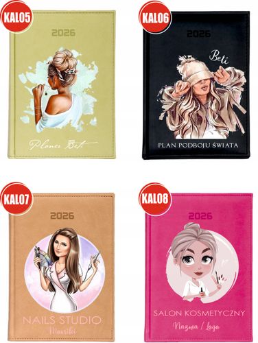 KALENDARZ A5 2026 DZIENNY terminarz z nadrukiem UV NAILS STUDIO + IMIĘ na Arena.pl