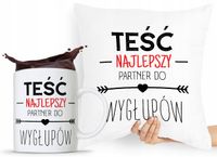 Zestaw Poduszka + Kubek Prezent Dla Teścia Taty Z Nadrukiem Ze Zdjęciem