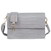 VERA PELLE torebka skórzana listonoszka kroko z klapą V587 j.szara