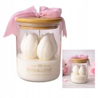 Świeca sojowa w szkle TULIPANY BIAŁE w szkle prezent dla niej dzień kobiet