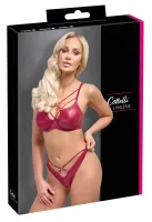 cottelli lingerie komplet wet look biustonosz + stringi paseczki