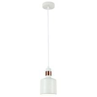 Wisząca lampa ażurowa RESTENZA PND-2439-1-WH metalowy tuba biała miedziana