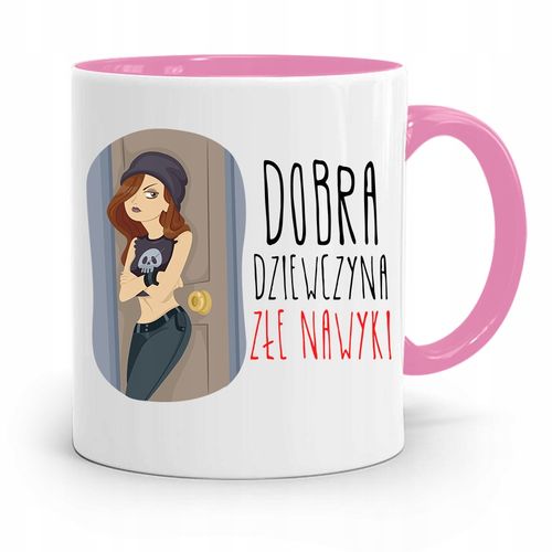 Kubek Różowy Śmieszny Zabawny Dobra Dziewczyna Z Nadrukiem Ze Zdjęciem na Arena.pl