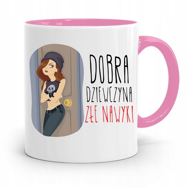Kubek Różowy Śmieszny Zabawny Dobra Dziewczyna Z Nadrukiem Ze Zdjęciem zdjęcie 1