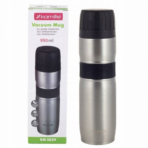 KUBEK TERMICZNY TERMOS STALOWY 100% SCZELNY pojemny bidon KAMILLE 950 ml na Arena.pl
