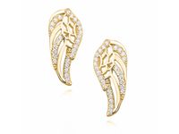 Delikatne pozłacane srebrne kolczyki celebrytka skrzydła skrzydełka wings cyrkonie srebro 925 Z1356E_G