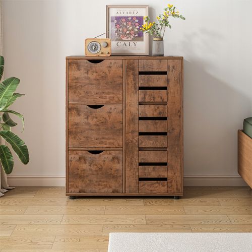 KOMODA DO SALONU RETRO SZAFKA POJEMNA DREWNIANA PÓŁKI LOFT 3 SZUFLADY na Arena.pl