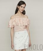 Maje E19LOVANT Pudrowy Top z Falbankami r.34