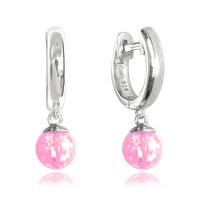 MINET Srebrne kolczyki z różowymi opalami