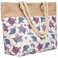 Torba Plażowa Duża Zapinana Na Zamek Torebka Shopper Na Piknik z Podszewką