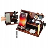 Organizer Na Biurko Drewniana Podstawka Na Telefon Uchwyt Zegarek Okulary