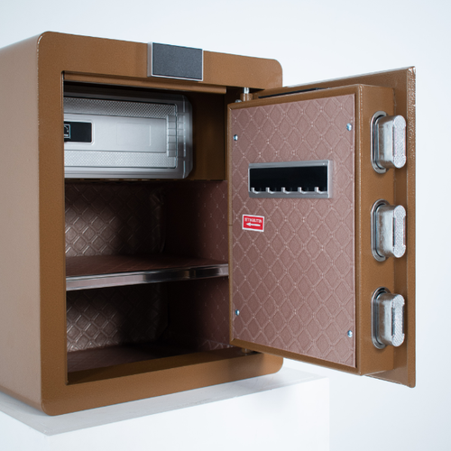 Pancerny Domowy Sejf Biometryczny Na Odcisk Palca 45x38x32 cm Brązowy na Arena.pl