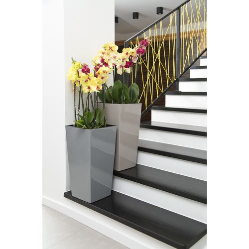 Doniczka wysoka z wkładem połysk Szary H 680 mm na Arena.pl