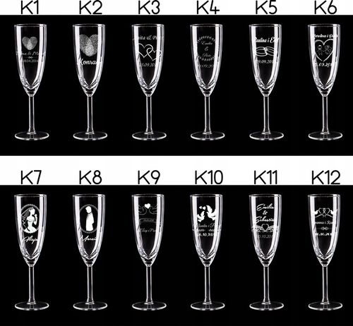 KIELISZKI DO SZAMPANA Z GRAWEREM ŚLUB PREZENT 2szt na Arena.pl