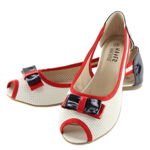 Balerinki open toe białe D314 WHITE/NAVY r.40 na Arena.pl