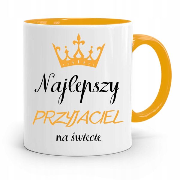 Kubek Żółty Dla Przyjaciela Najlepszy Na Świecie Z Nadrukiem Ze Zdjęciem zdjęcie 1