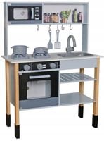 KUCHNIA DREWNIANA KUCHENKA DLA DZIECI AKCESORIA DŹWIĘK ŚWIECĄCE PALNIKI