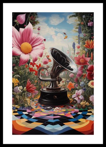 Plakat 30x45cm Gramofon w Kwiatach na Arena.pl