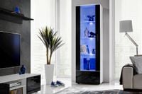 Witryna Szklana Regał Salon Biały/Czarny z Półkami RGB LED 192x60