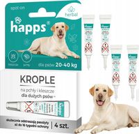 happs herbal - krople na pchły i kleszcze dla dużych psów 20 - 40kg 4szt.