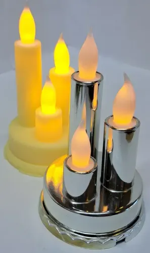 Potrójna świeczka led element stroika DIY wkład do znicza żywy płomień Kolor - Srebrny na Arena.pl