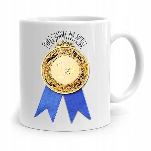 Dla Pracownika Robotnika Kubek Pracownik Na Medal Z Nadrukiem Ze Zdjęciem zdjęcie 1