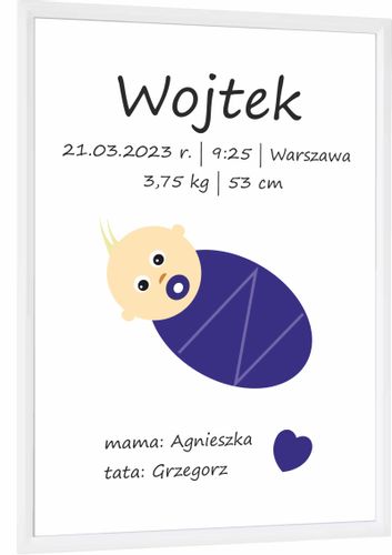 METRYCZKA DLA DZIECKA NARODZINY CHRZEST + RAMKA !SUPER PREZENT! HIT ! na Arena.pl