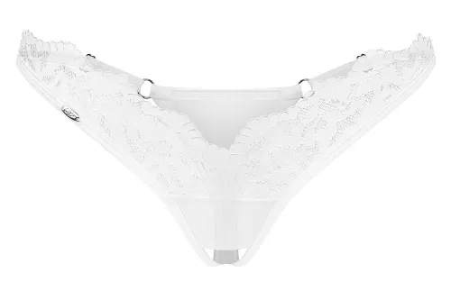 obsessive arrowel string s/m biały z transparentną koronką na Arena.pl