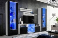 Pan Igiełka Meblościanka LED RGB Czarny Biały Dąb Wotan Zestaw Mebli