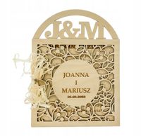 Kartka Na Ślub Ślubna Drewniana kartka Grawer