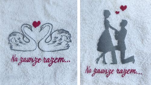 RĘCZNIKI Z HAFTEM białe PREZENT NA WALENTYNKI ROCZNICĘ ŚLUB 100x50 cm na Arena.pl