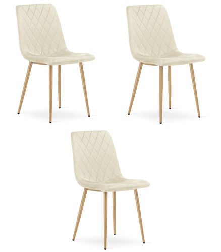 Krzesło TURIN - jasny beż aksamit / nogi kolor drewna x 3 na Arena.pl