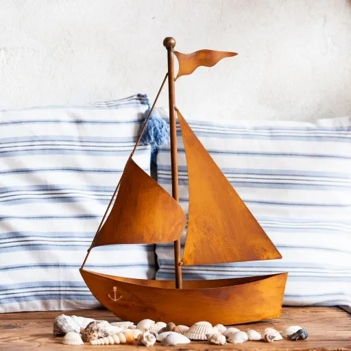 Metalowy Statek Dekoracyjny Ozdoba do Ogrodu Domu Dekoracja Efekt Korten zdjęcie 1