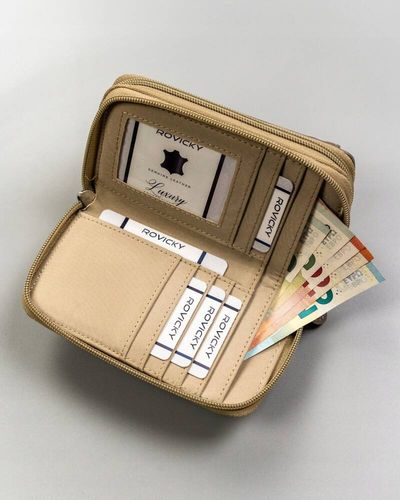 duży, poziomy portfel damski ze skóry ekologicznej - 4u cavaldi na Arena.pl