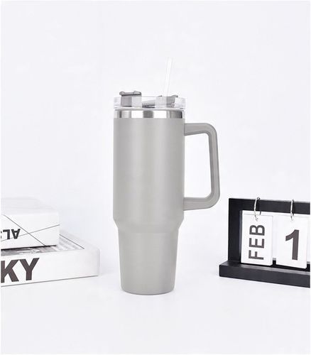 MagiCook KUBEK TERMICZNY 1200 ML ZE SŁOMKĄ STYLE USA Jasna Szarość na Arena.pl